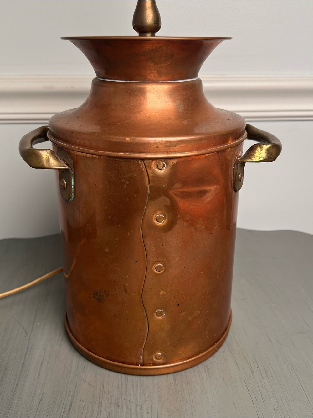 Vintage Copper/Brass  Milk Can Lamp Base. Country Cottage. Shabby, distressed